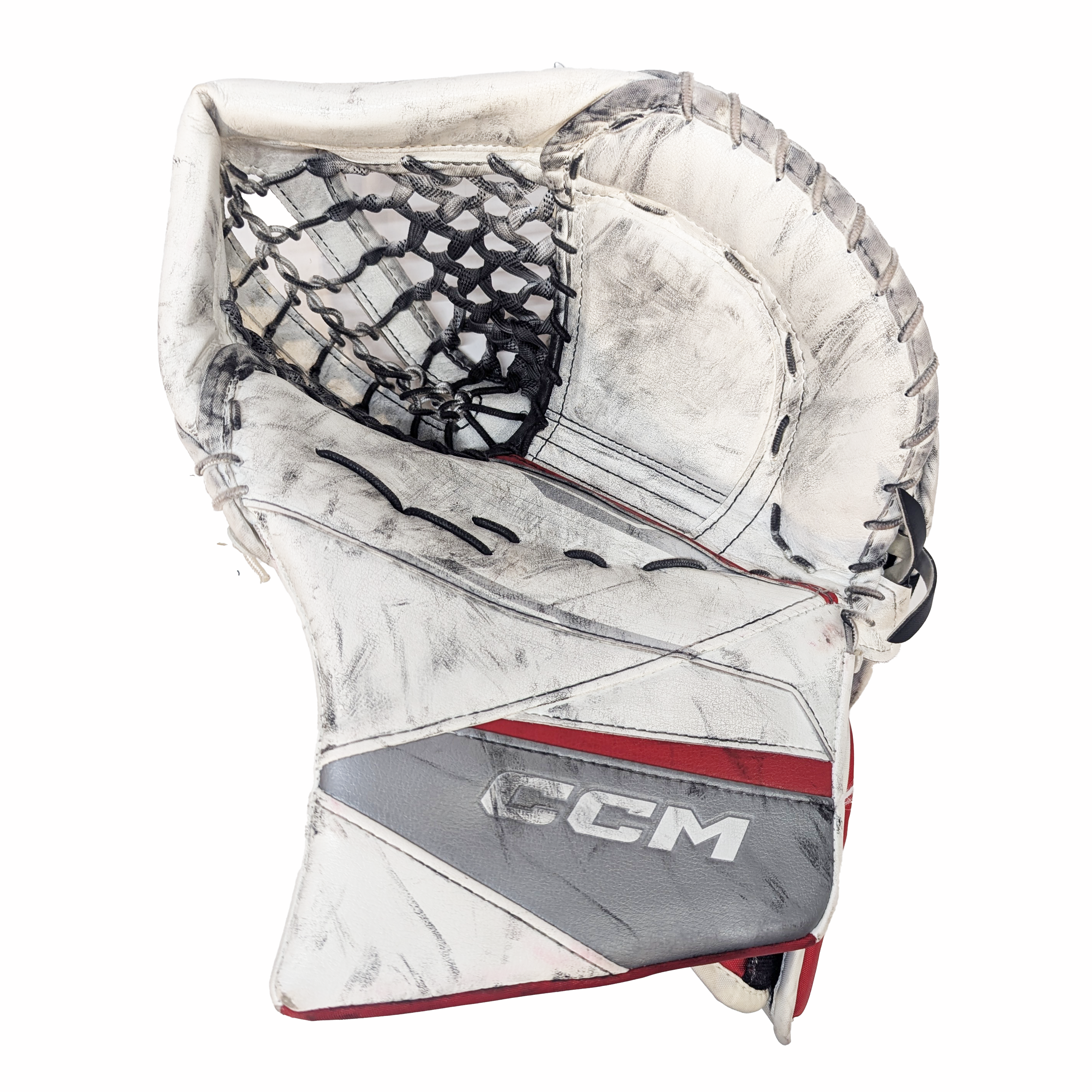 CCM Axis 2 - Gant de gardien de but Pro Stock d'occasion (blanc/rouge/gris)